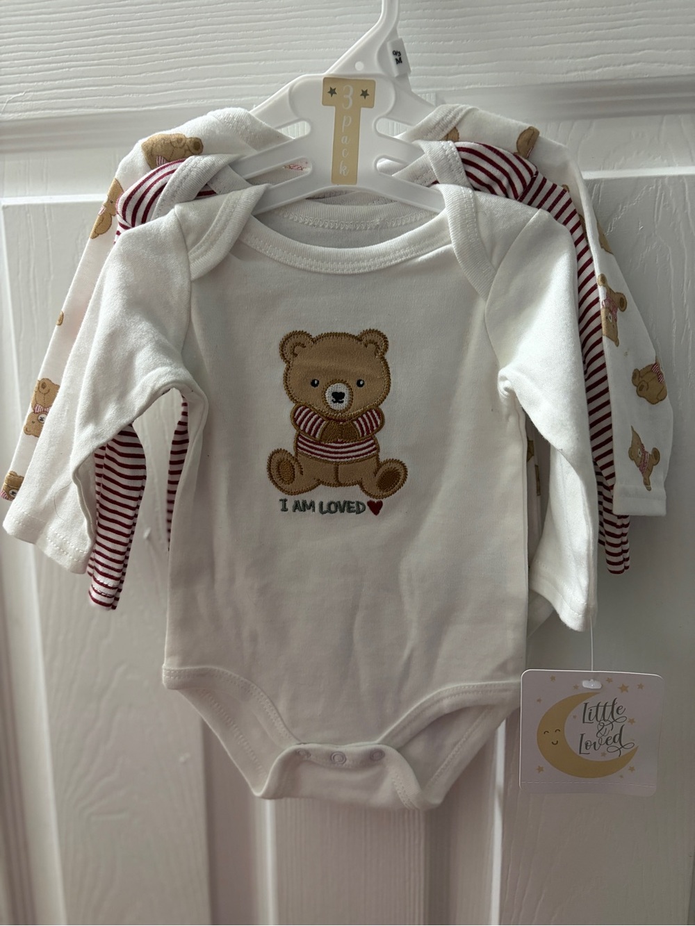White Baby One-Piece Bodysuit with Brown Bear